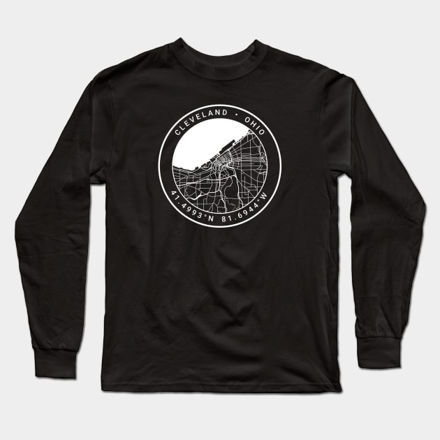 Cleveland Map Long Sleeve T-Shirt by Ryan-Cox